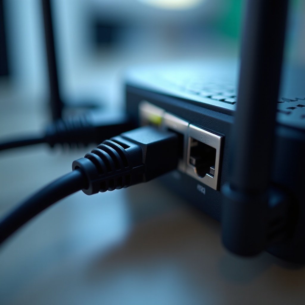 kabel Ethernet podłączony do routera