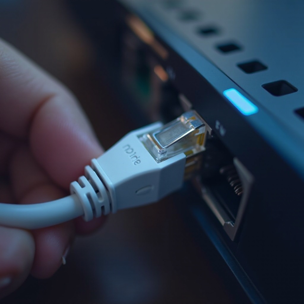 ethernetový kabel připojený k routeru